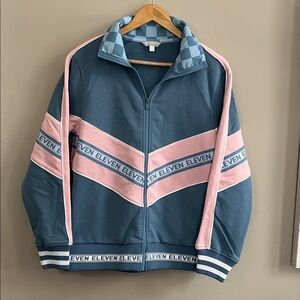 Eleven Courtside Jacket in ocean/ pink track jacket size small